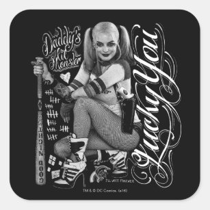 Suicide Squad   Harley Quinn Typography Photo Square Sticker