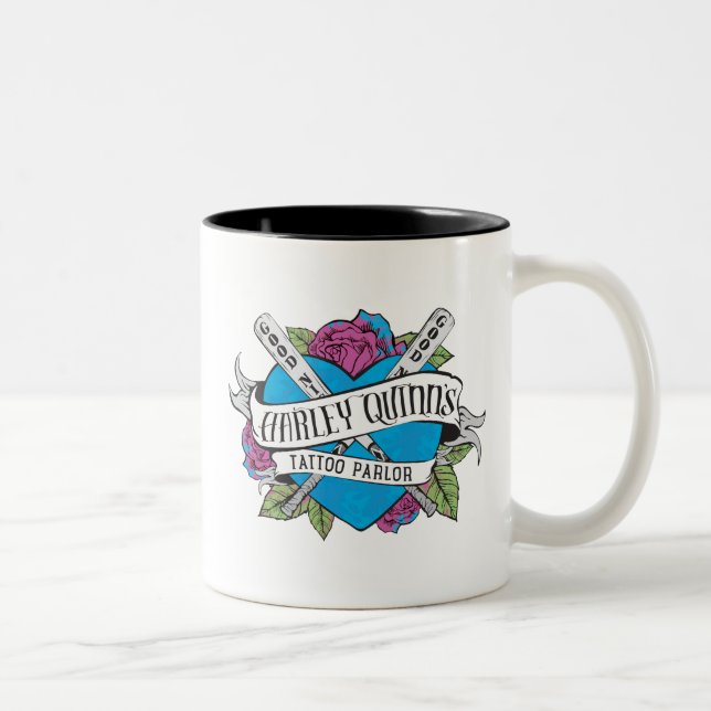 Suicide Squad | Harley Quinn's Tattoo Parlor Heart Two-Tone Coffee Mug (Right)