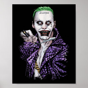 Suicide Squad Joker Blade Black T Shirt  Poster