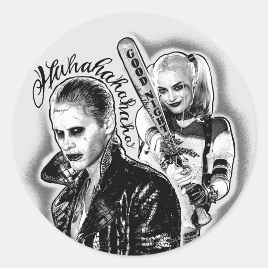 Suicide Squad Joker Harley Airbrush Tattoo Classic Round Sticker Zazzle Co Uk