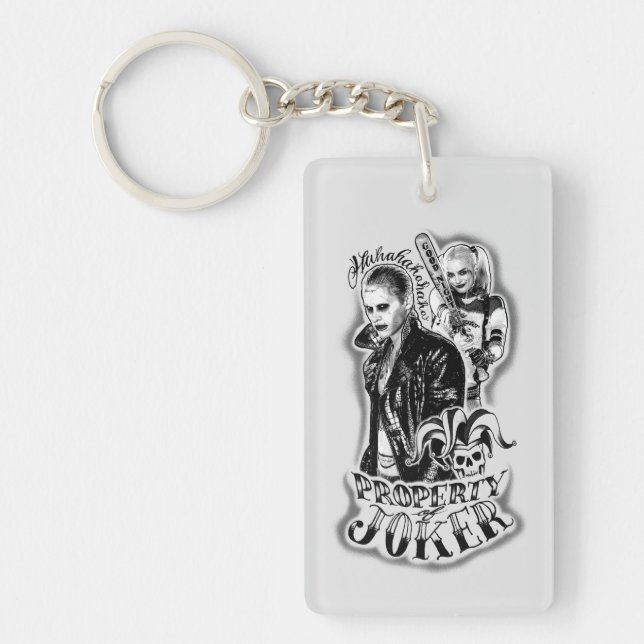 Suicide Squad | Joker & Harley Airbrush Tattoo Key Ring (Front)