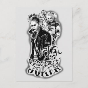 Suicide Squad   Joker & Harley Airbrush Tattoo Postcard