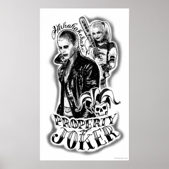 Suicide Squad Joker Harley Airbrush Tattoo Poster Zazzle Co Uk