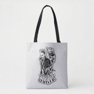 Suicide Squad Joker & Harley Airbrush Tattoo Tote Bag
