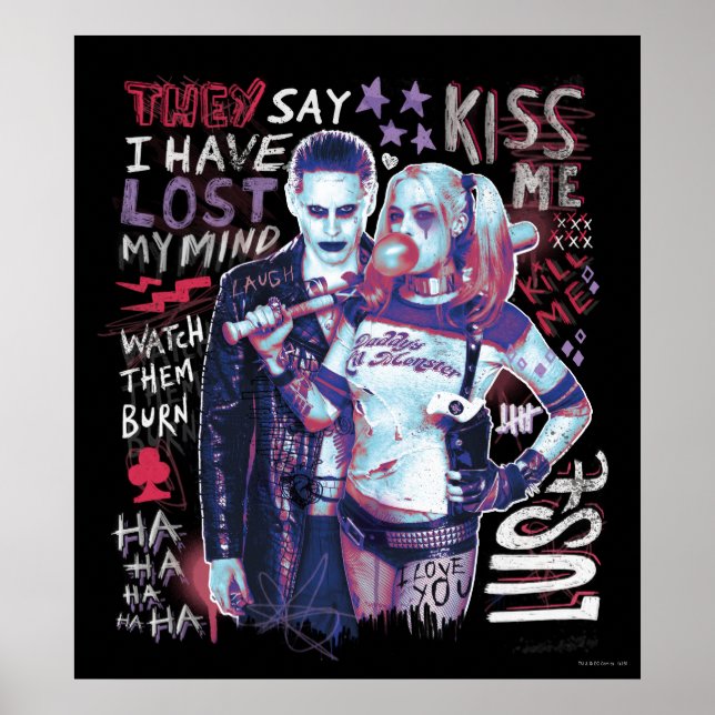 Suicide Squad | Joker & Harley Typography Photo Poster (Front)