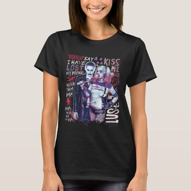 Suicide Squad | Joker & Harley Typography Photo T-Shirt (Front)