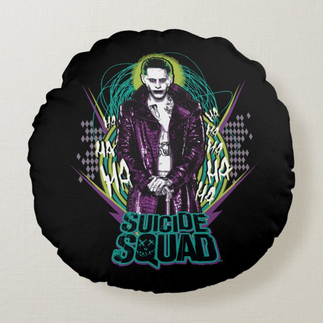 Suicide Squad | Joker Retro Rock Graphic Round Cushion (Front)