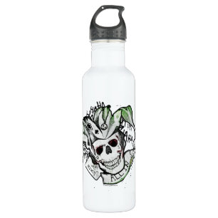 Suicide Squad   Joker Skull "All In" Tattoo Art 710 Ml Water Bottle