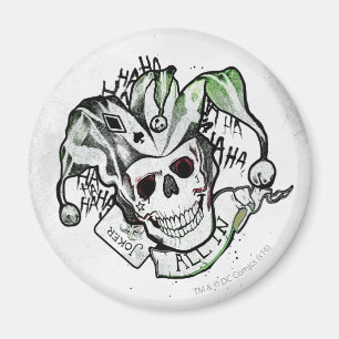 Suicide Squad   Joker Skull "All In" Tattoo Art Magnet