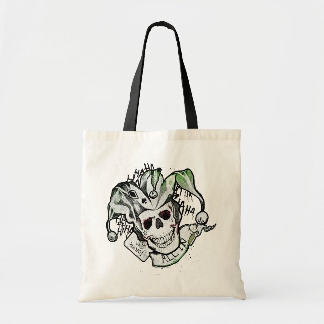 Suicide Squad | Joker Skull "All In" Tattoo Art Tote Bag (Front)