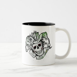 Suicide Squad   Joker Skull "All In" Tattoo Art Two-Tone Coffee Mug