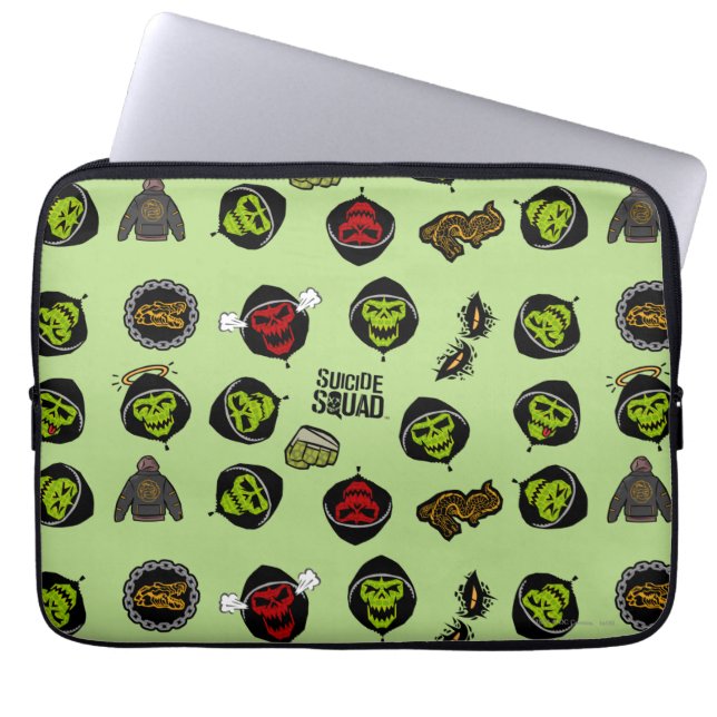Suicide Squad | Killer Croc Emoji Pattern Laptop Sleeve (Front)