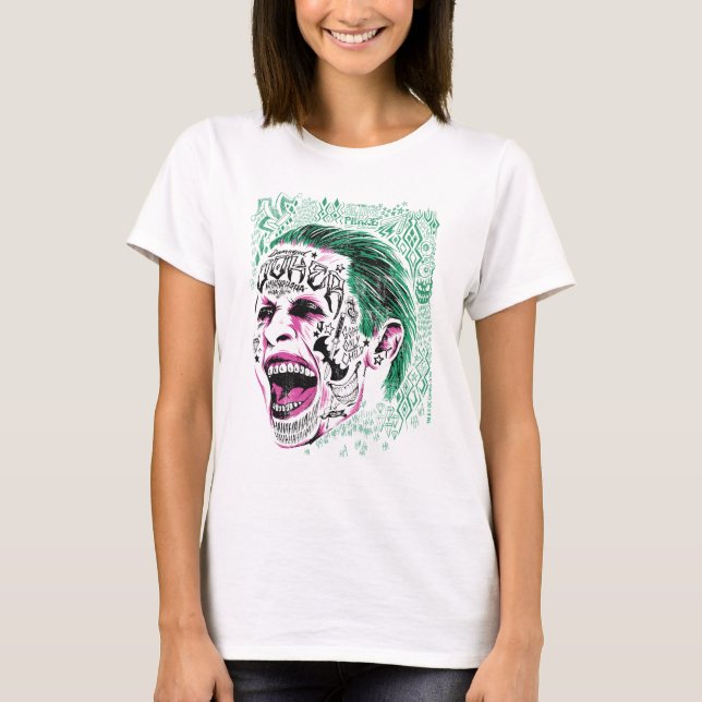 Suicide Squad | Laughing Joker Head Sketch T-Shirt (Front)