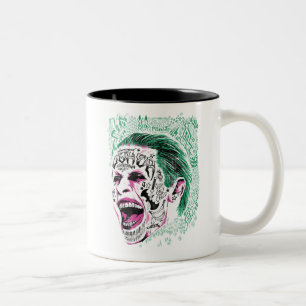 Suicide Squad Laughing Joker Head Sketch Two-Tone Coffee Mug