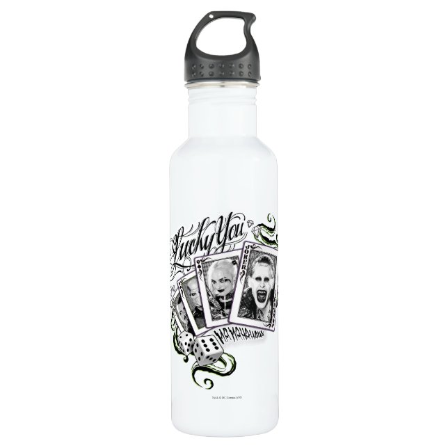 Suicide Squad | "Lucky You" Playing Cards 710 Ml Water Bottle (Front)