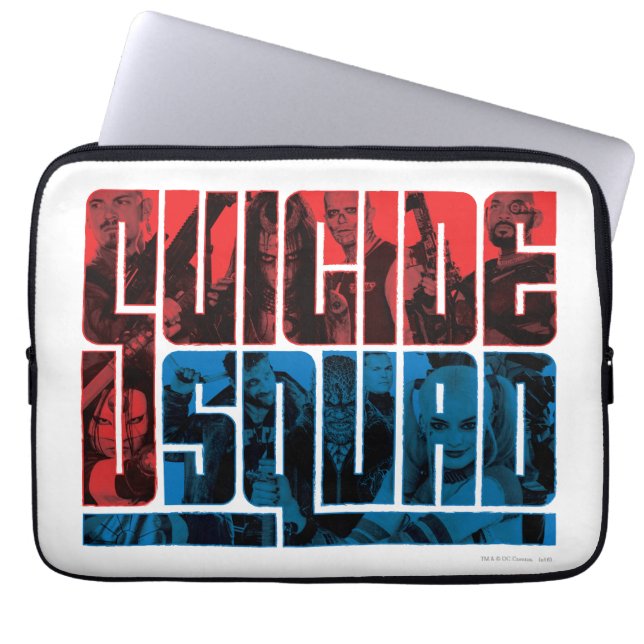 Suicide Squad | Red and Blue Logo Laptop Sleeve (Front)