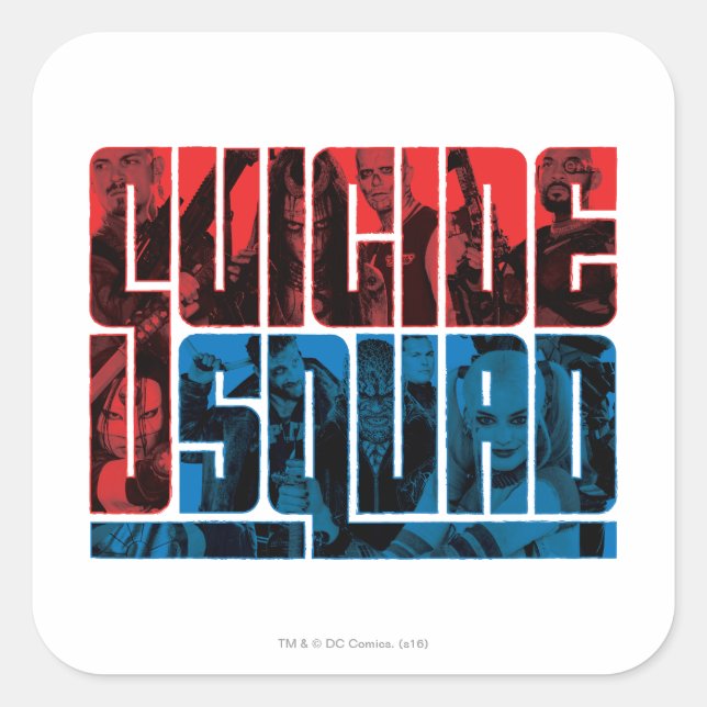 Suicide Squad | Red and Blue Logo Square Sticker (Front)