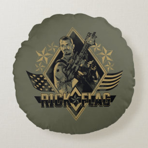 Suicide Squad   Rick Flag Badge Round Cushion
