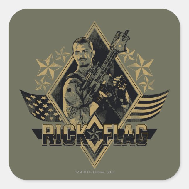 Suicide Squad | Rick Flag Badge Square Sticker (Front)