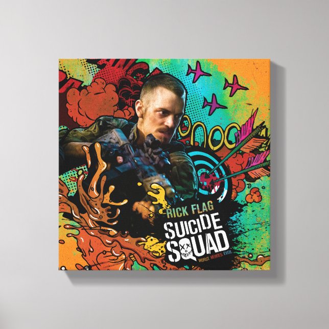 Suicide Squad | Rick Flag Character Graffiti Canvas Print (Front)