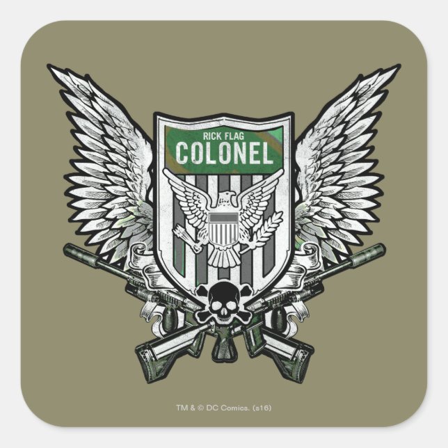 Suicide Squad | Rick Flag Winged Crest Tattoo Art Square Sticker (Front)
