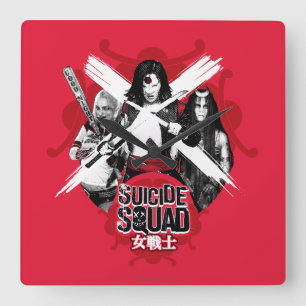 Suicide Squad   Squad Girls "Female Warrior" Square Wall Clock