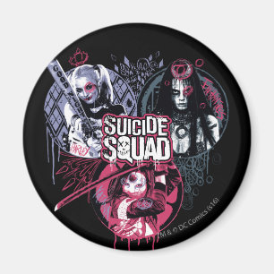 Suicide Squad   Squad Girls Graffiti Badges Magnet