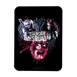 Suicide Squad   Squad Girls Graffiti Badges Magnet