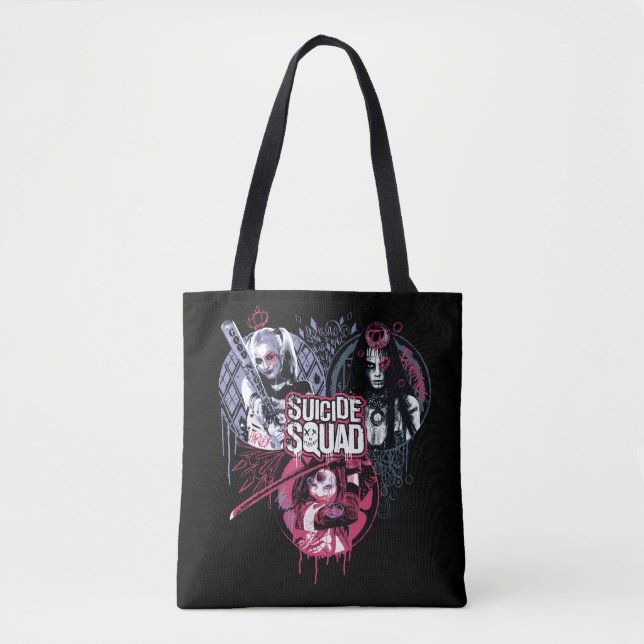 Suicide Squad | Squad Girls Graffiti Badges Tote Bag (Front)