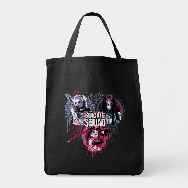 Suicide Squad | Squad Girls Graffiti Badges Tote Bag (Front)