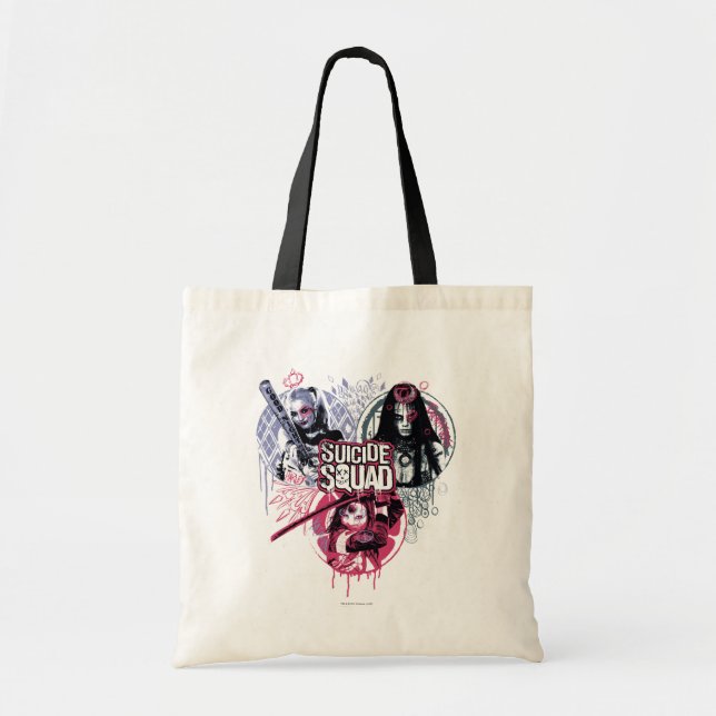 Suicide Squad | Squad Girls Graffiti Badges Tote Bag (Front)