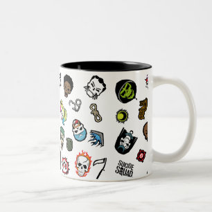 Suicide Squad   Suicide Squad Emoji Pattern Two-Tone Coffee Mug