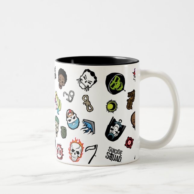 Suicide Squad | Suicide Squad Emoji Pattern Two-Tone Coffee Mug (Right)