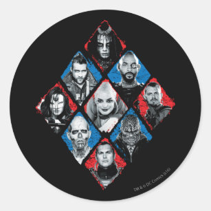 Suicide Squad   Task Force X Chequered Diamond Classic Round Sticker