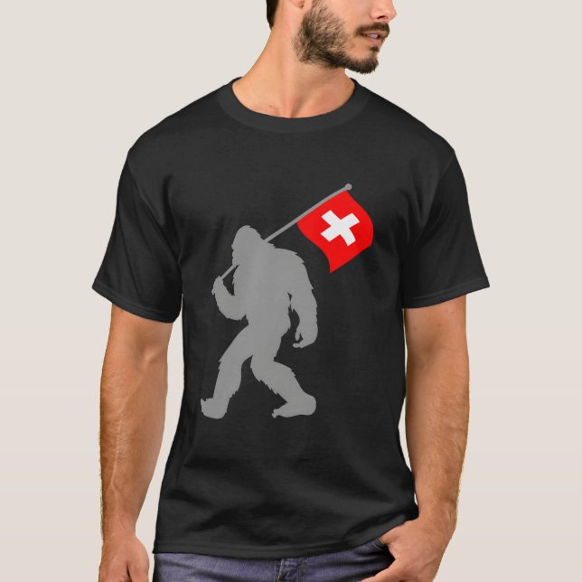 Suisse Or Swiss Flag On Switzerland Flag T-Shirt (Front)