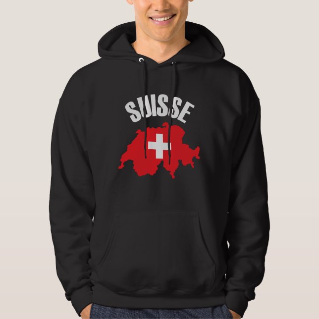 Suisse Switzerland Map Flag Hoodie (Front)