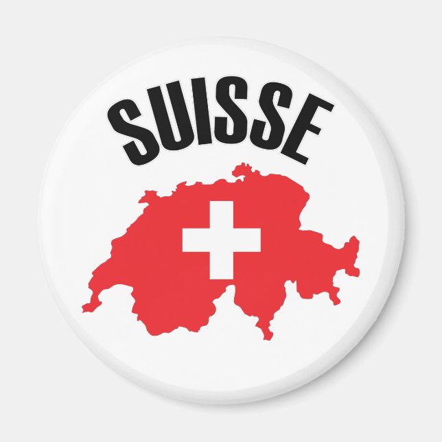 Suisse Switzerland Map Flag Magnet (Front)