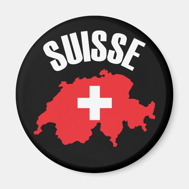 Suisse Switzerland Map Flag Magnet (Front)