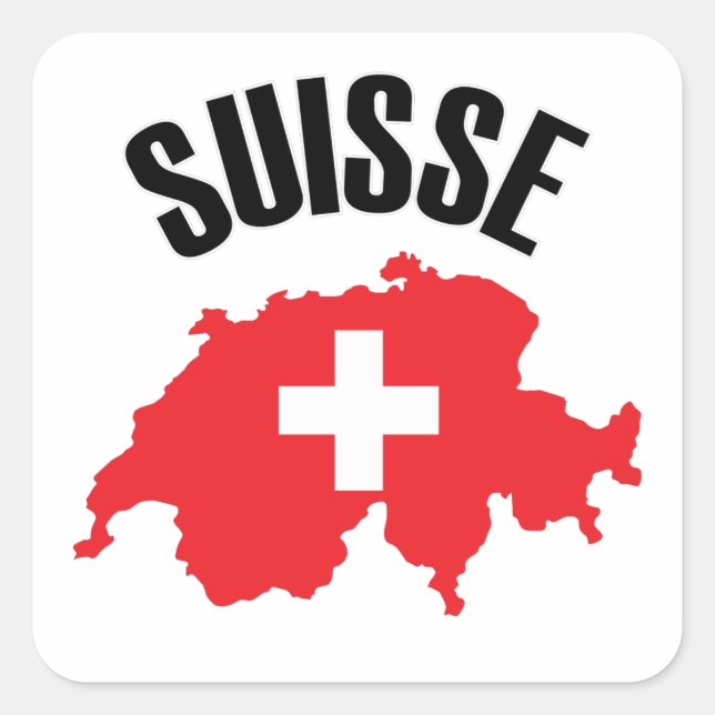 Suisse Switzerland Map Flag Square Sticker (Front)