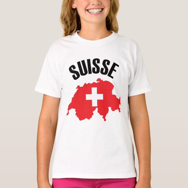 Suisse Switzerland Map Flag T-Shirt (Front)