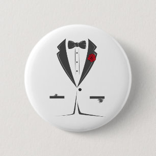 Suit And Tie Tuxedo Bowtie Costume Easy Halloween 6 Cm Round Badge