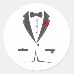 Suit And Tie Tuxedo Bowtie Costume Easy Halloween Classic Round Sticker