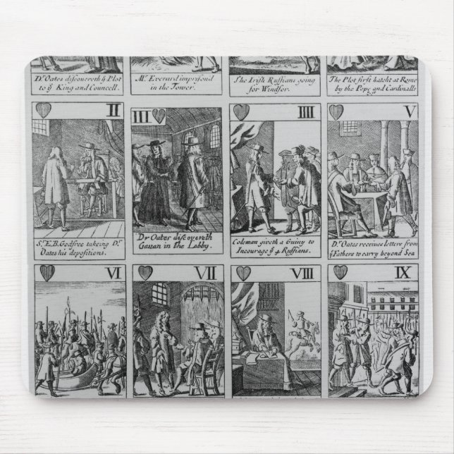 Suit of Hearts illustrating the 'Popish Plot' Mouse Mat (Front)