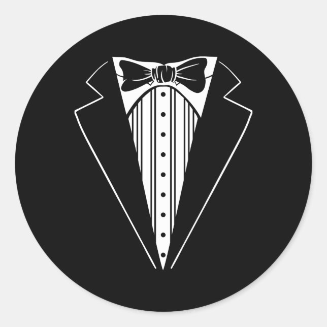 Suit Print Bow Tie Tuxedo Vest Jackett Classic Round Sticker (Front)