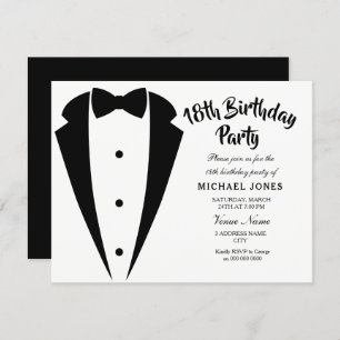 Suit & Tie mens 18th birthday party invitation