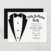 Suit & Tie mens 70th birthday party invitation