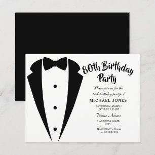 Suit & Tie mens 80th birthday party invitation