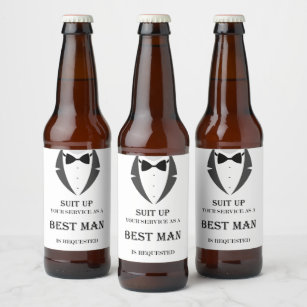 Suit Up Be My Best Man Beer Label