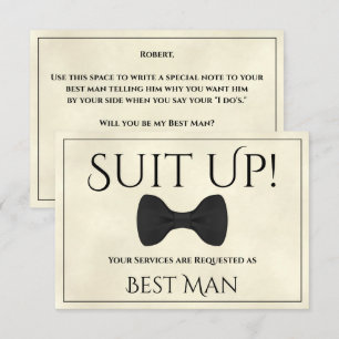 Suit Up Be My Best Man Marbled Ivory Card