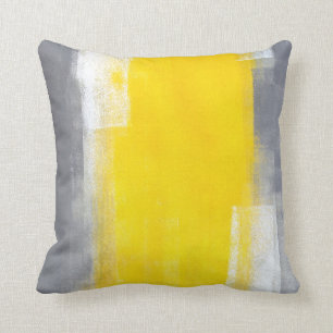 'Suit Up' Grey and Yellow Abstract Art Pillow